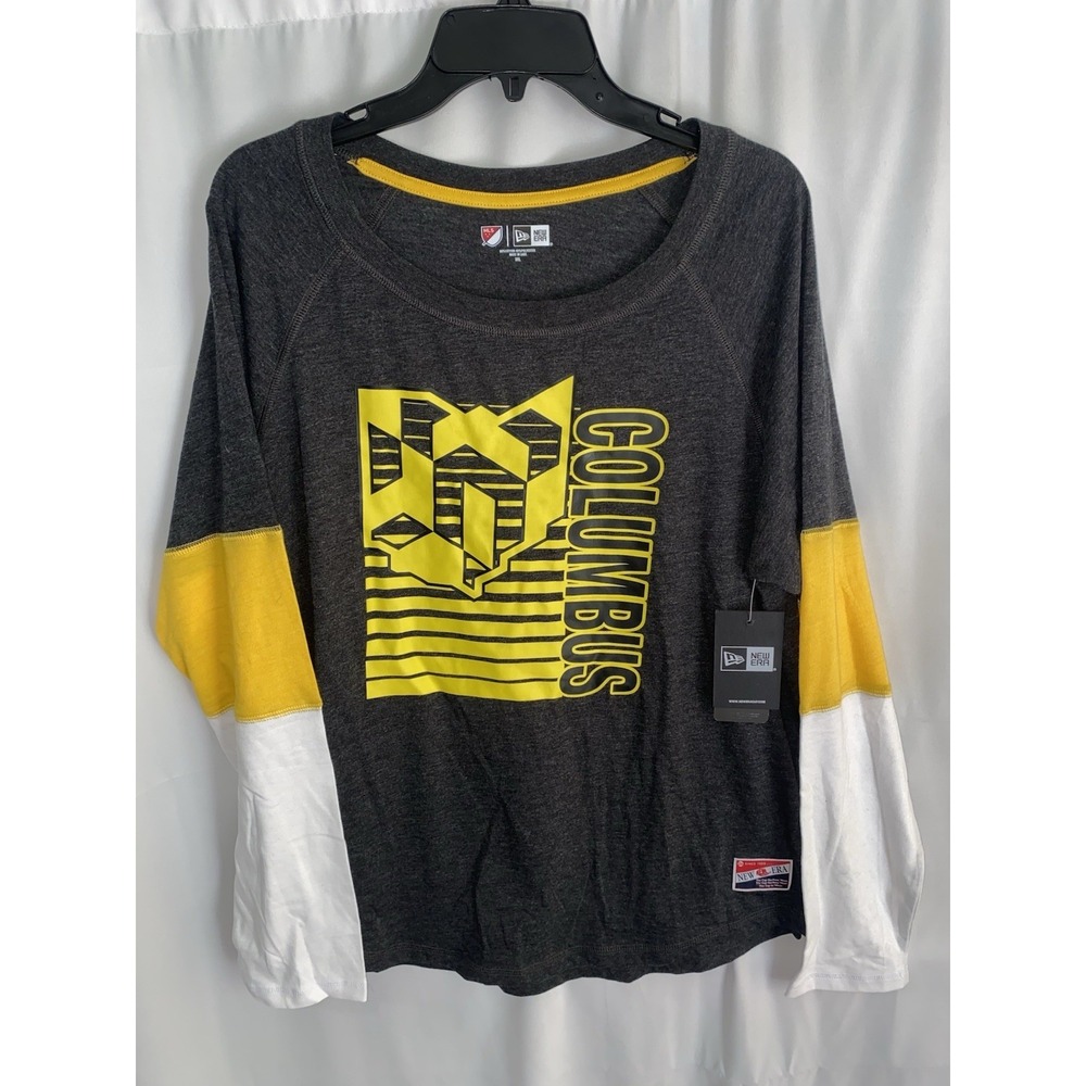 NWT Columbus Crew MLS New Era Raglan Long Sleeve Shirt Black Womens XXL